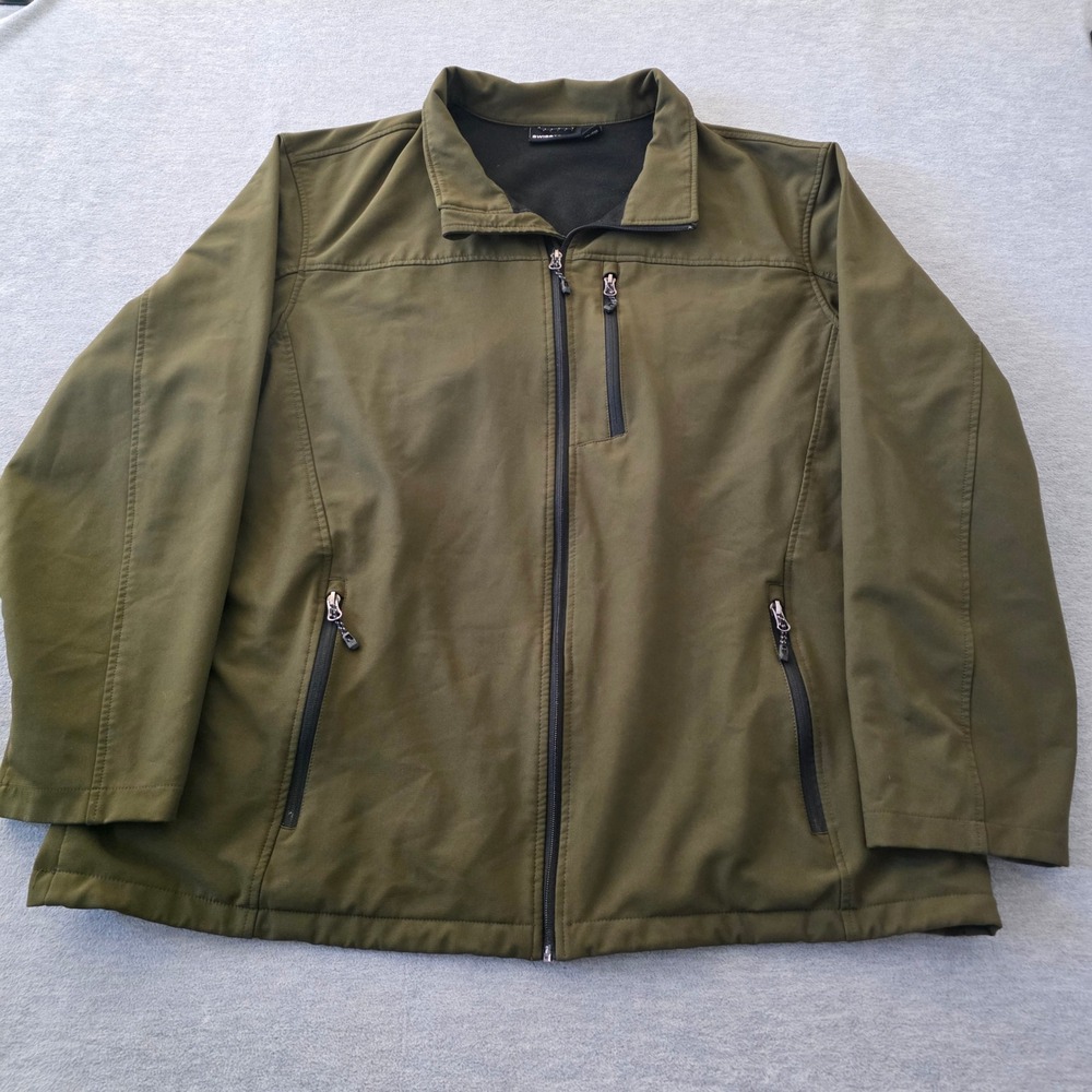 SwissTech Mens Softshell Jacket Military Green Full Zip Fleece Lined 2XL Jacket